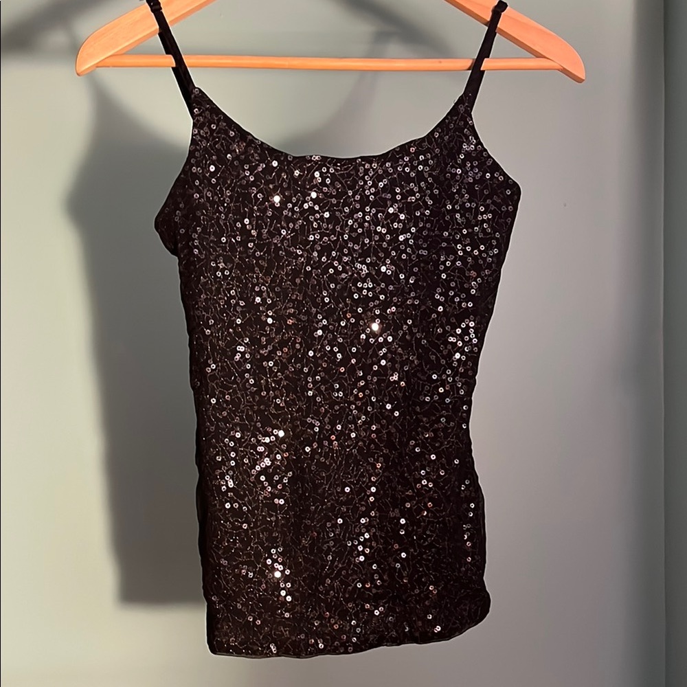 Sequin Black Camisole Top